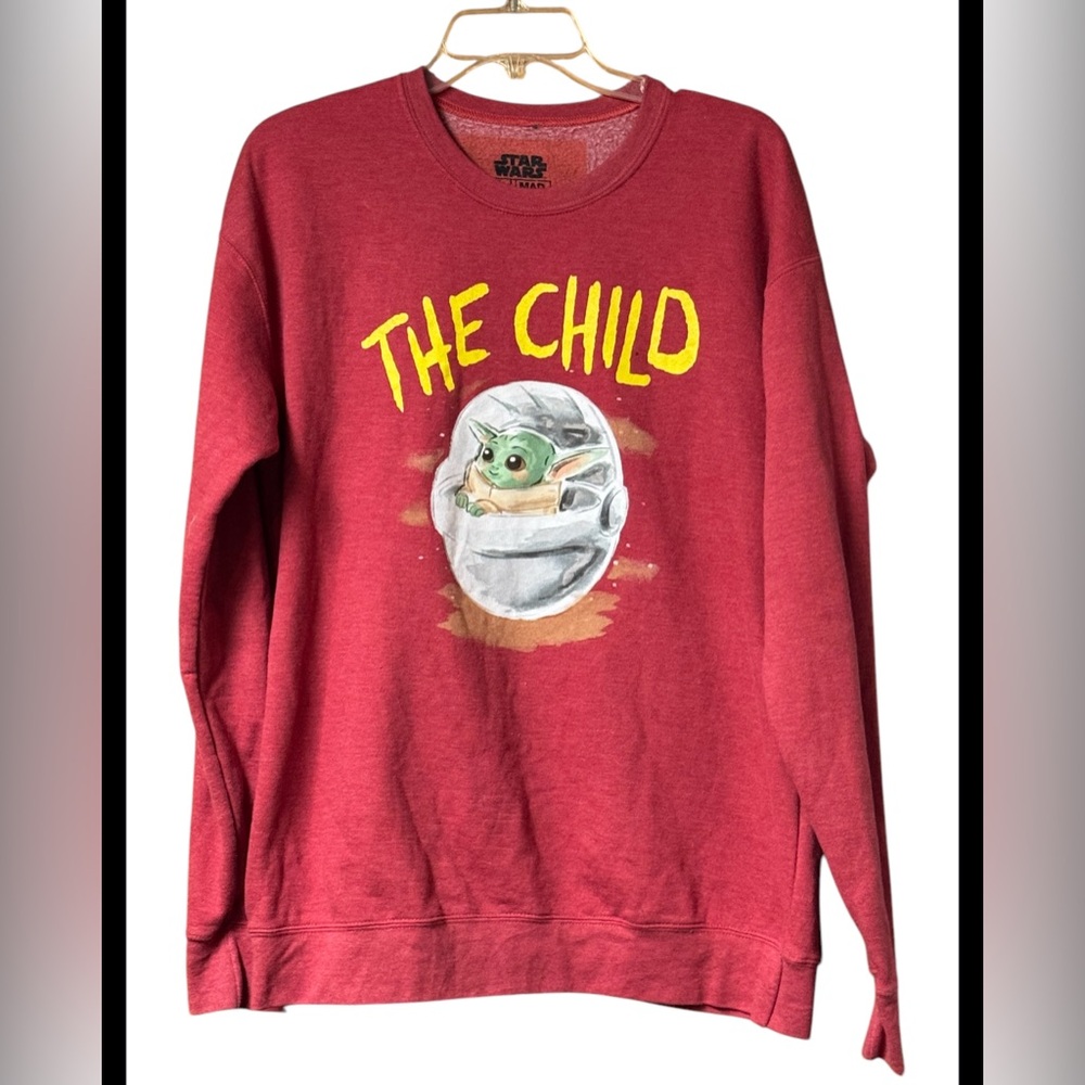 Star Wars Men's Baby Yoda Grogu Sweatshirt Red Oversized The Mandalorian SZ M